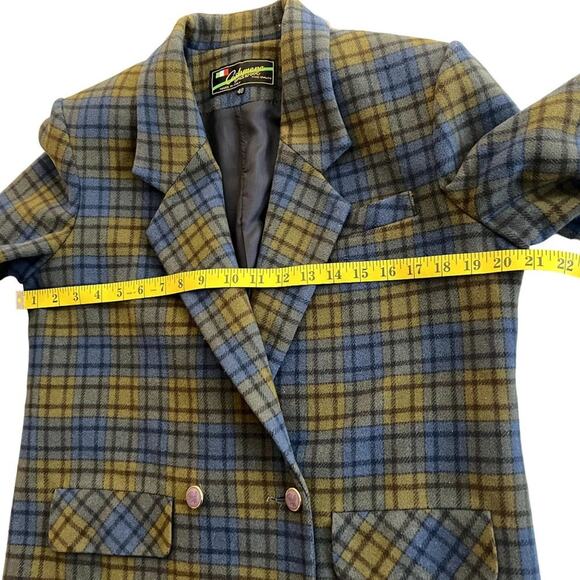 Vintage Cashmere and Wool Plaid Blazer Jacket 40 Made in Italy Preppy Academia - Picture 4 of 9